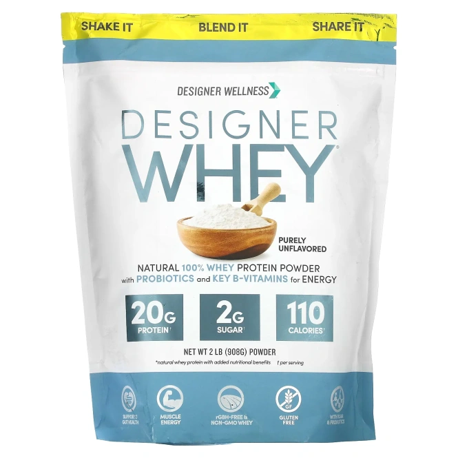 Designer Protein, Designer сыворотка Натуральный 100% сывороточный протеин без запаха 2 фунта