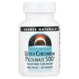 Source Naturals, Ультрапиколинат хрома 500 ™, 500 мкг, 60 таблеток