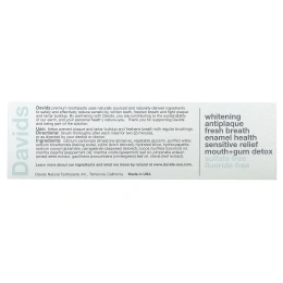 Davids, Premium Toothpaste, Sensitive + Whitening, натуральная перечная мята, 50 г (1,75 унции)