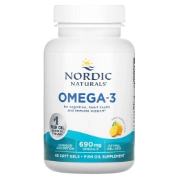 Nordic Naturals, Омега-3 со вкусом лимона, 690 мг, 60 Желатиновых Капсул