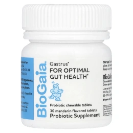 BioGaia, Gastrus, Здоровье желудка, Вкус мандарина и апельсина, 30 жевательных таблеток