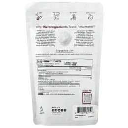 Micro Ingredients, транс-ресвератрол с витамином E, 142 г (5 унций)