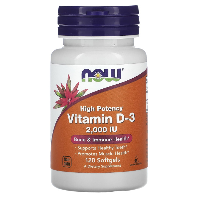 NOW Vitamin D-3 2000 IU, 120 мягких таблеток