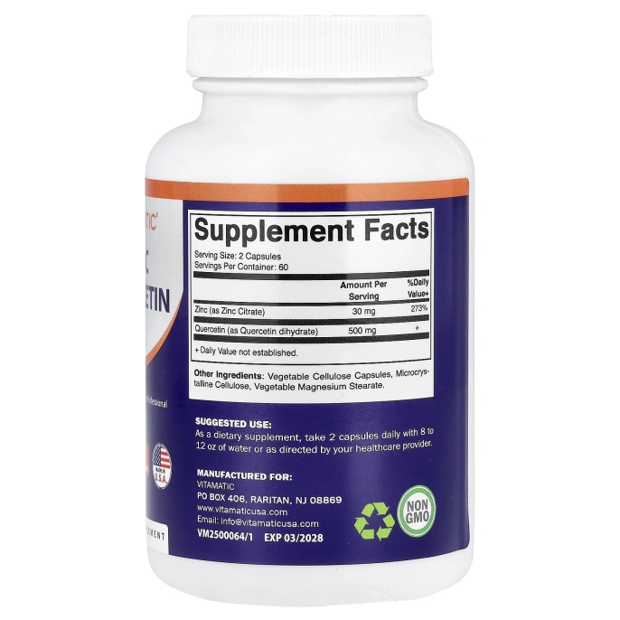Vitamatic, цинк кверцетин, 120 растительных капсул