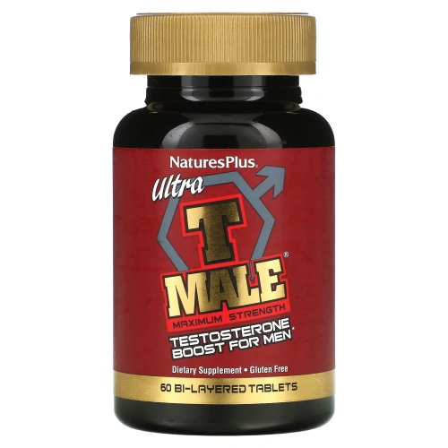 Nature's Plus, Ultra T-Male, Повышение тестостерона для мужчин, максимальная сила 60 таблеток