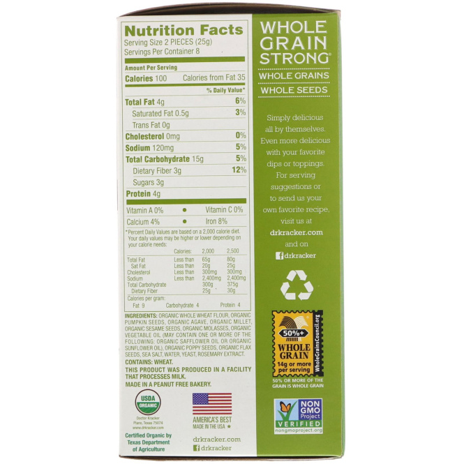 Dr. Kracker, Органические хлебцы Seedlander, 7 унц. (200 г)