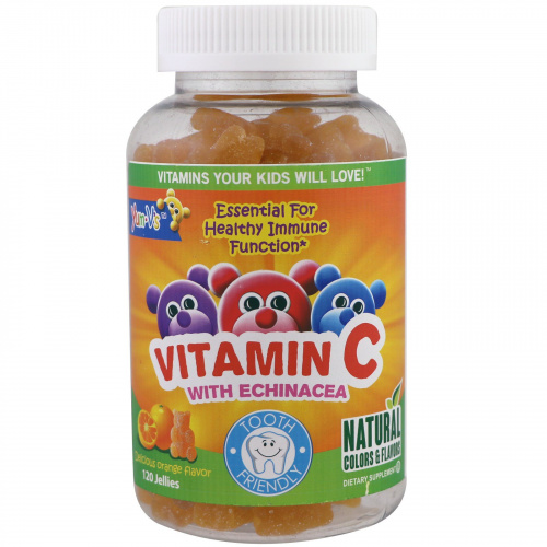 Yum-V's, Желейные конфеты с витамином C, вкусный апельсин, 120 желейных конфет