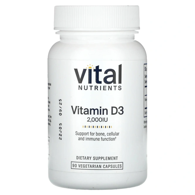 Vital Nutrients, Витамин D3, 2000 МЕ, 90 вегетарианских капсул