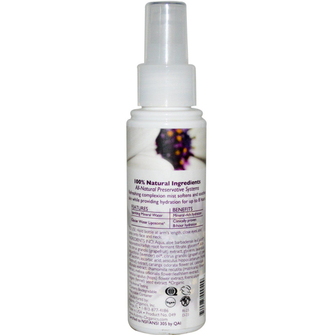 Aubrey Organics, Sparkling Mineral Water Complexion Mist, Grapefruit/Lavender Ylang Ylang Scent, 3.4 fl oz (100 ml)