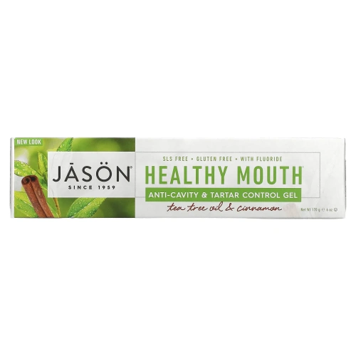 Jason Natural, «Здоровый рот», гель для профилактики кариеса и зубного камня с маслом чайного дерева и корицей, 6 унций (170 г)