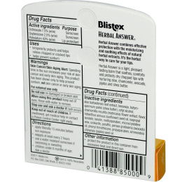 Blistex, Herbal Answer, солнцезащитный бальзам для губ, фактор солнечной защиты 15 (SPF), 0,15 унций (4.25 гр)
