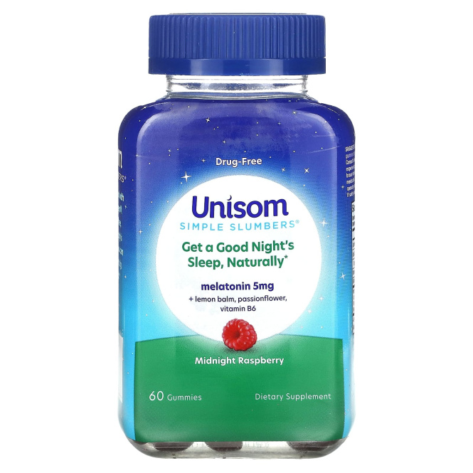 Unisom, Simple Slumbers, малина, 60 жевательных таблеток