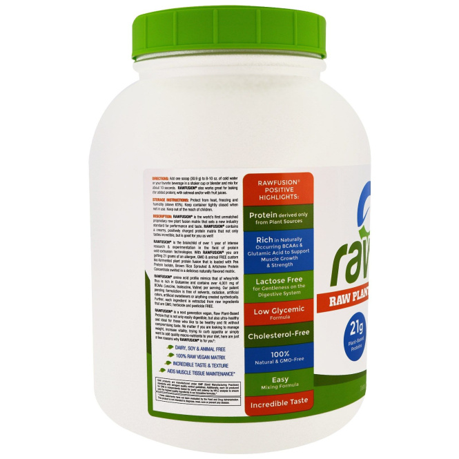 RawFusion, Гибридный протеин растительного происхождения, стручок ванили, 65.3 унции (1854 г)