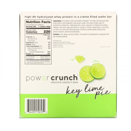 BNRG, Power Crunch Protein Energy Bar, Key Lime Pie, 12 Bars, 1.4 oz (40 g) Each