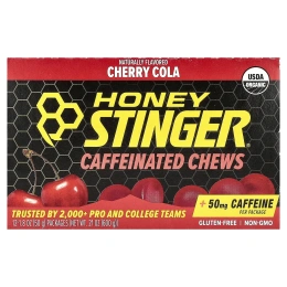 Honey Stinger, жевательные таблетки с кофеином, вишня, 12 пакетиков по 50 г (1,8 унции)
