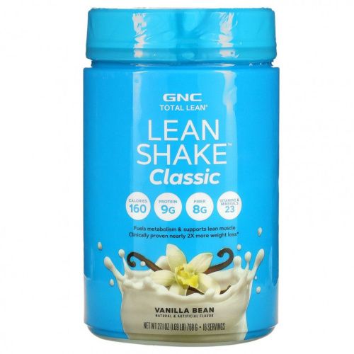 GNC, Total Lean, Lean Shake Classic, ванильные стручки, 1,69 фунта (768 г)