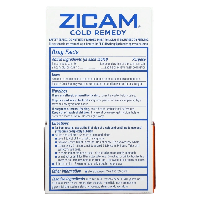 Zicam, Cold Remedy, RapidMelts, цитрус, 25 быстрорастворимых таблеток
