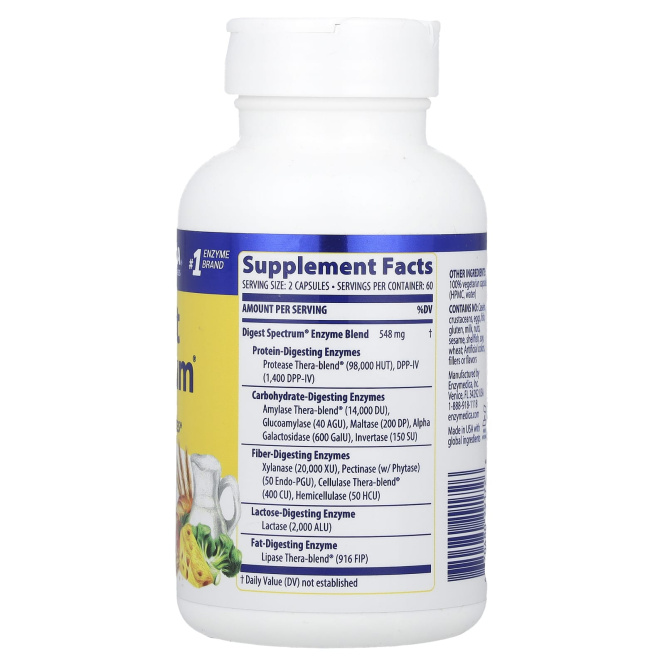 Enzymedica, Спектр пищеварения, 120 капсул