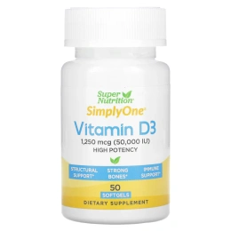 Super Nutrition, Simply One, Vitamin D3, 50000 МЕ, 50 Softgels