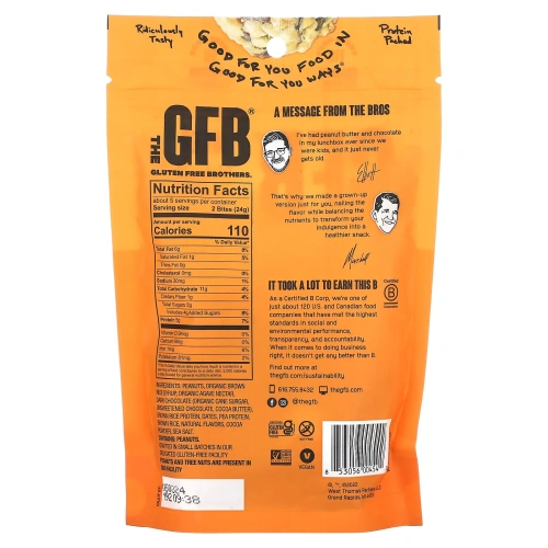 The GFB, Безглютеновые снеки, темное шоколадное арахисовое масло, 4 унции (113 г)