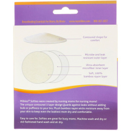 Fairhaven Health, Milkies, Softies, контурные многоразовые прокладки в бюстгальтер для кормящих мам, 3 пары (6 шт.)