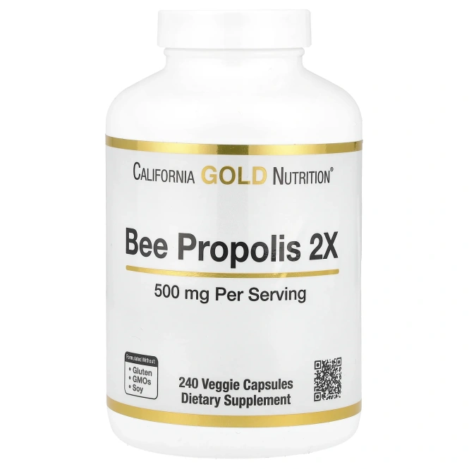 California Gold Nutrition, Прополис 2X, Концентрированный экстракт, 500 мг, 240 вегетарианских капсул