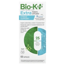 Bio-K+, дополнительная добавка с пробиотиком, для борьбы со стрессом с Sensoril®, 60 капсул
