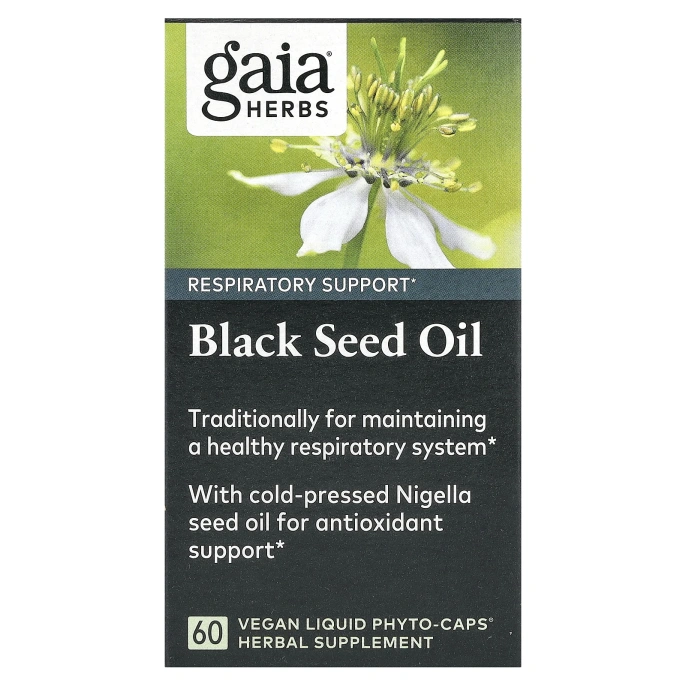 Gaia Herbs, масло черного тмина, 60 веганских капсул Liquid Phyto-Caps