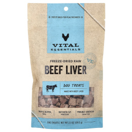 Vital Essentials, сублимированные лакомства для собак, со вкусом говяжьей печени, 59,5 г (2,1 унции)