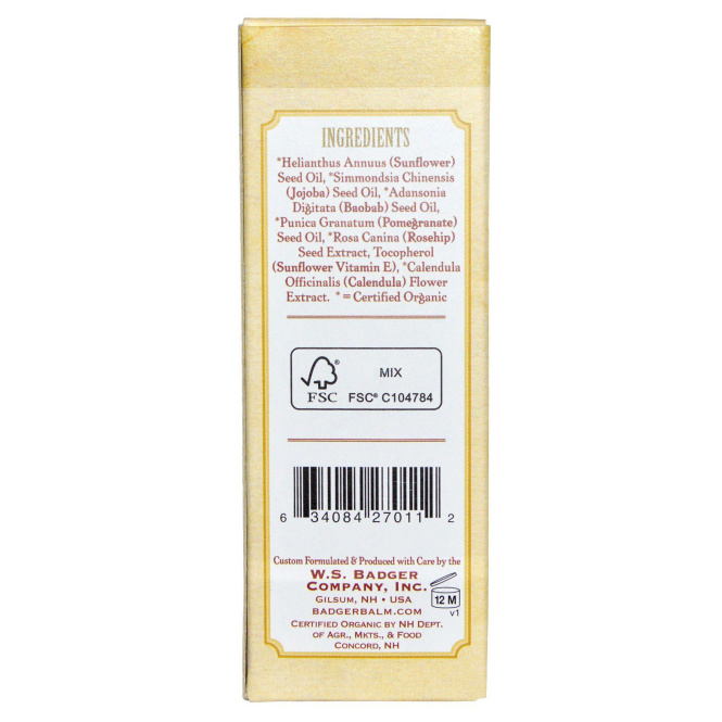 Badger Company, Масло для кожи лица без запаха, для чувствительной кожи, 1 жидкая унция (29.5 мл)