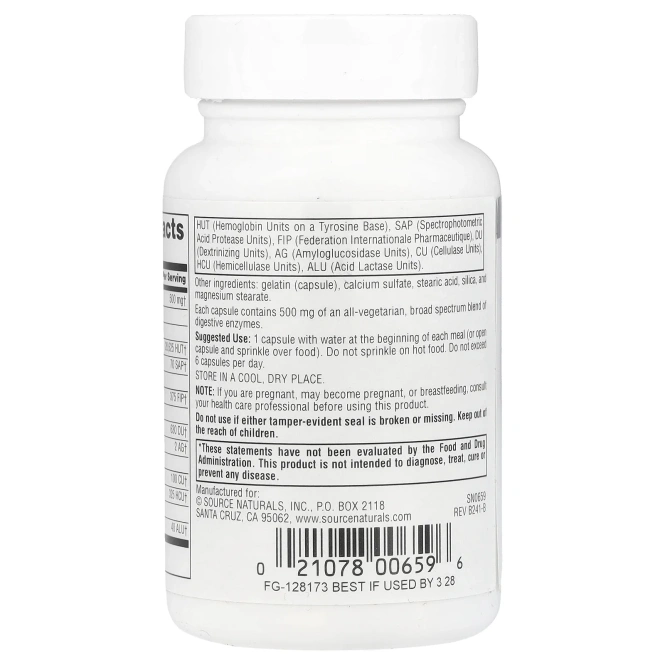 Source Naturals, Daily Essential Enzymes®, 500 мг, 60 капсул