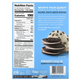 Quest Nutrition, протеиновый батончик, со вкусом печенья и сливок, 12 батончиков, 60 г (2,12 унции) каждый