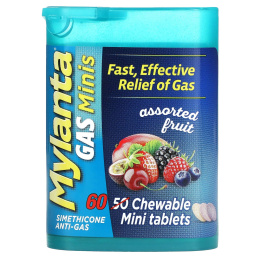 Mylanta, Gas Minis, фруктовое ассорти, 60 жевательных мини-таблеток