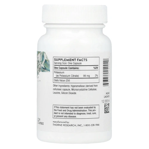Thorne Research, Цитрат калия, 90 растительных капсул