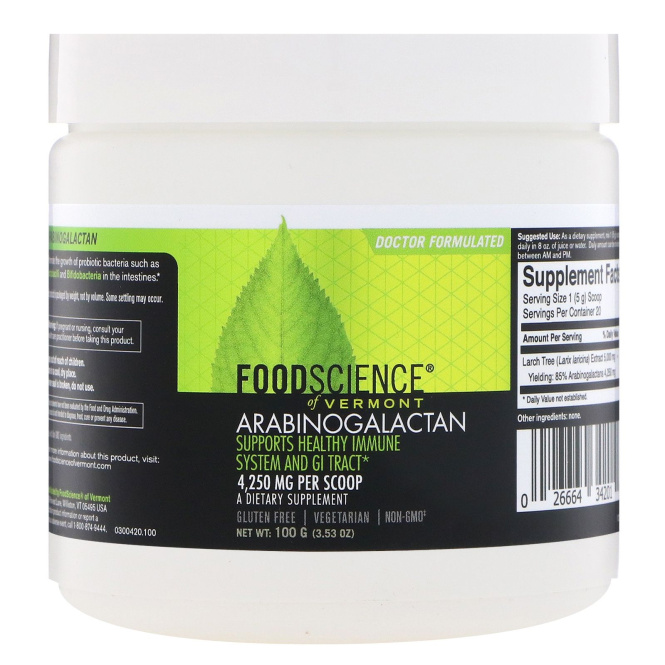 FoodScience, Arabinogalactan Powder, 100 g (3.53 oz)