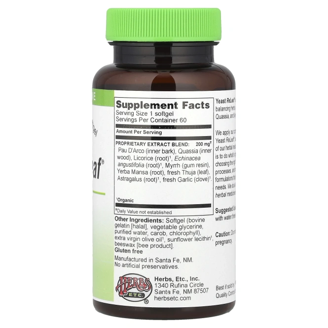 Herbs Etc., Дрожжи ReLeaf®, 60 мягких таблеток