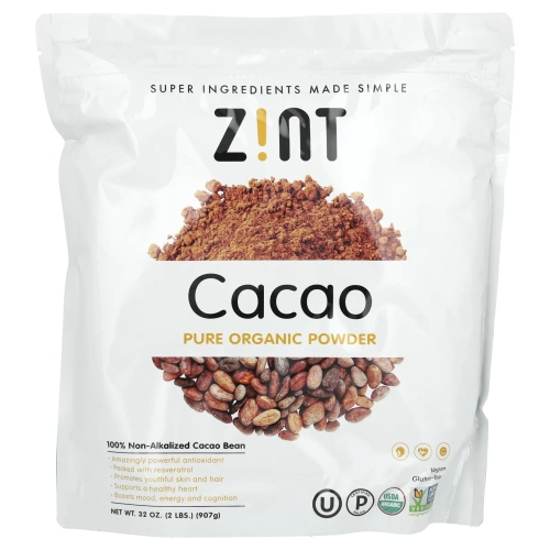 Zint, Какао, необработанный органический порошок, 907 г (32 унции)