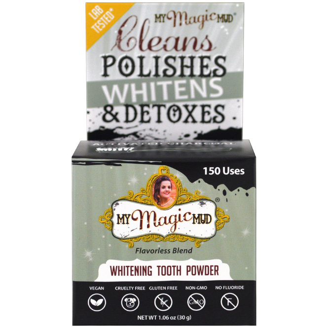 My Magic Mud, Отбеливающий зубной порошок, смесь без вкуса, 1.06 унции (30 г)