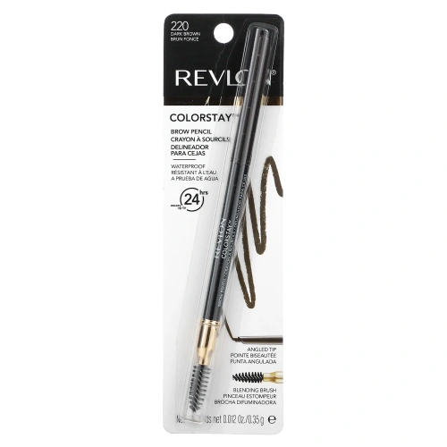 Revlon, Карандаш для бровей Colorstay, оттенок 220 «Темно-коричневый», 0,35 г