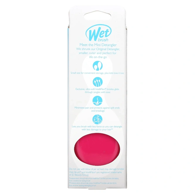 Wet Brush, Мини-расческа для облегчения расчесывания, Розовая, 1 расческа