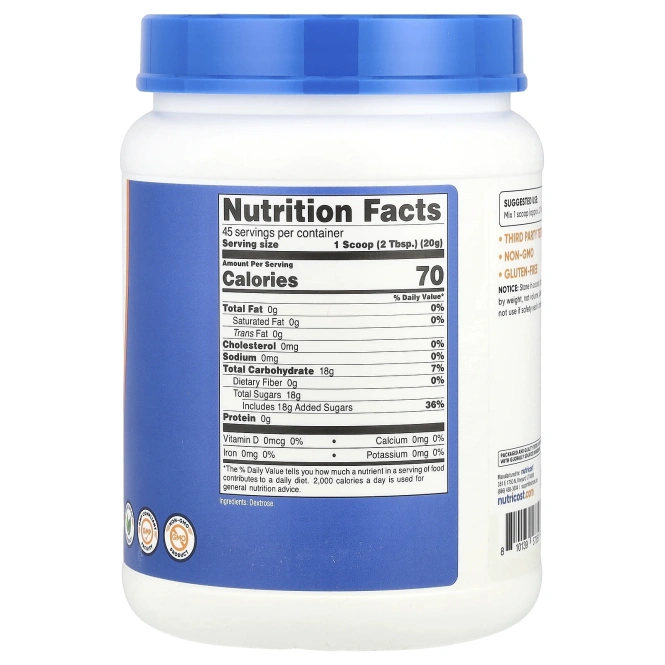 Nutricost, Декстроза, без добавок, 907 г (2 фунта)