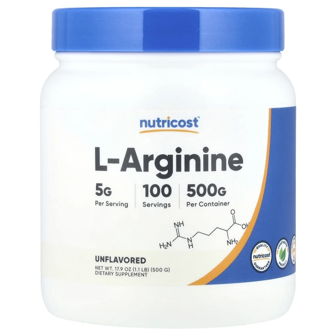 Nutricost, L-аргинин, без добавок, 500 г (17,9 унции)
