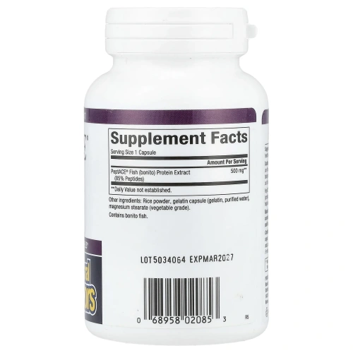 Natural Factors, пептиды рыбы, 500 мг, 90 Капсул
