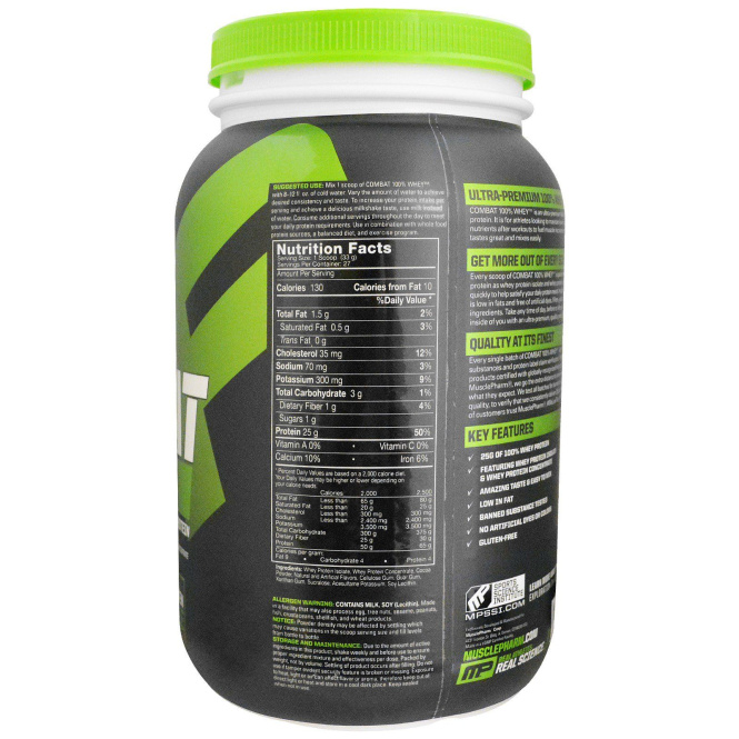 MusclePharm, "Битва", 100% сывороточный белок со вкусом шоколадного молока, 32 унции (907 г)