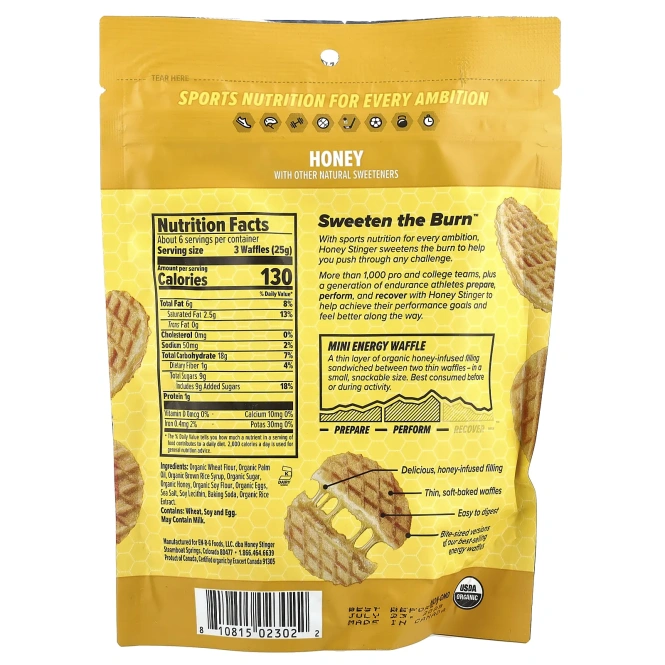 Honey Stinger, Энергетические мини-вафли, мед, 150 г (5,3 унции)