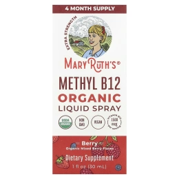 MaryRuth's, Organic Methly B12, жидкий спрей, повышенная сила действия, ягоды, 30 мл (1 жидк. унц.)