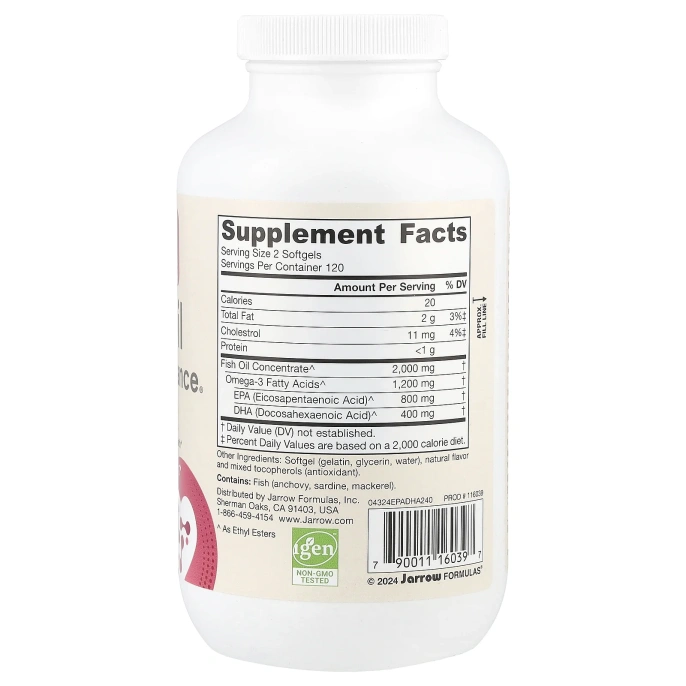 Рыбий жир с ЭПК-ДГК баланс Jarrow Formulas, 240 желатиновых капсул