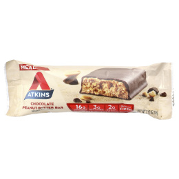 Atkins, Protein Meal Bar, протеиновые батончики, шоколад и арахисовая паста, 8 батончиков по 60 г (2,12 унции)