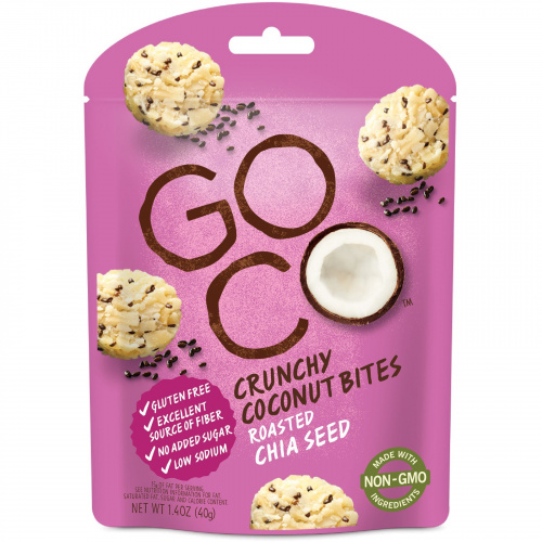 GoCo, Хрустящие кокосовые конфеты с жареными семенами чиа, 40 г (1.4 oz)