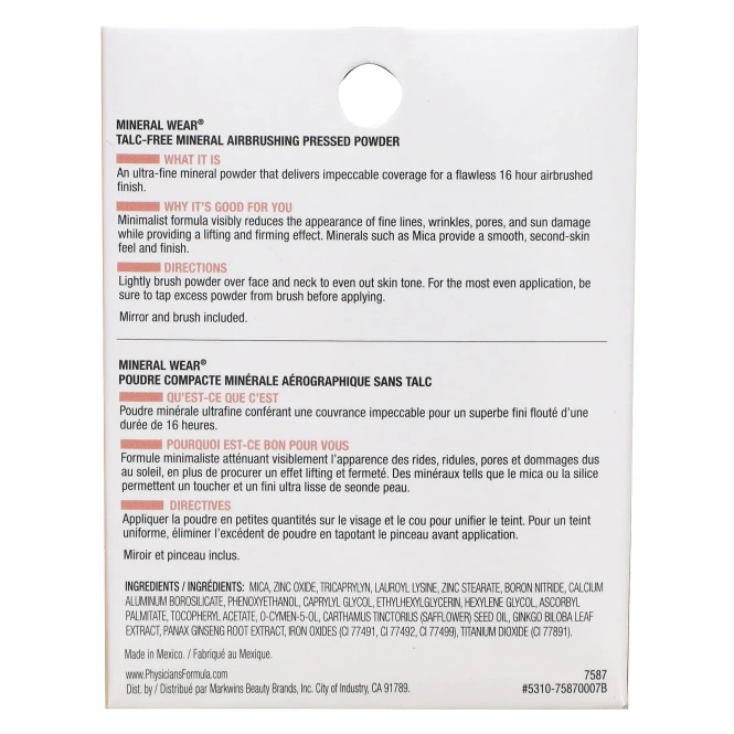 Physicians Formula, Mineral Wear, Компактная пудра с эффектом аэрографа SPF 30, кремовый натуральный, 0,26 унции (7,5 г)